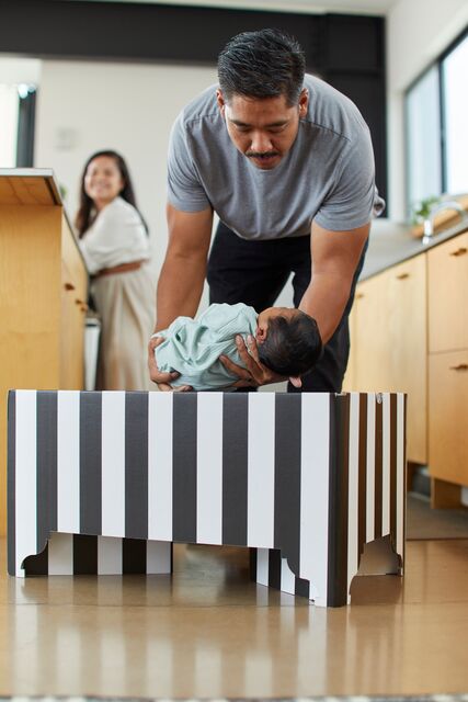 Kind Essential Bassinet - Black &amp; White Stripe